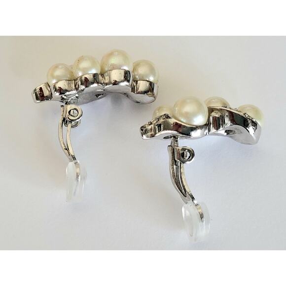 Vintage Crown TrifarI Pearl Clip-On Earrings 50s EXQUISITE MCM Philippe - Picture 3 of 9